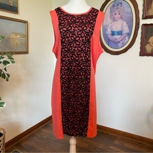 Jennifer Hudson Collection • Orange Sleeveless Sheath Dress w/ Black Lace Sz XL